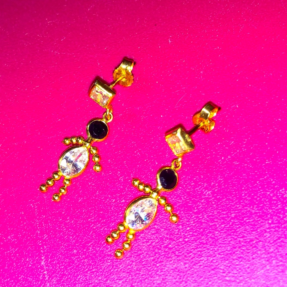 The twins twin flames Earrings 18K gold white crystals jewelry Valentine’s Day